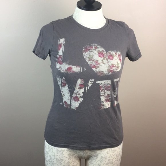 bleach splattered Bitter Sweet Floral Love Tee - Picture 1 of 8
